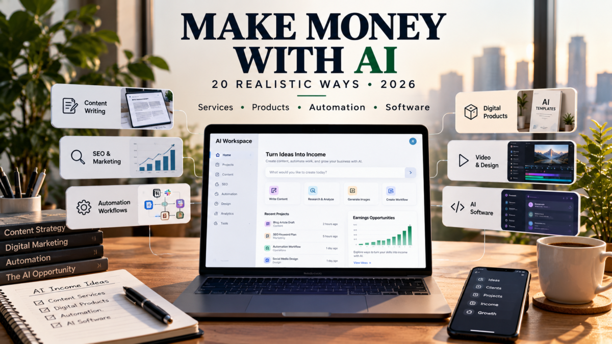 How to make money with AI through freelance services, digital products, automation and AI software in 2026